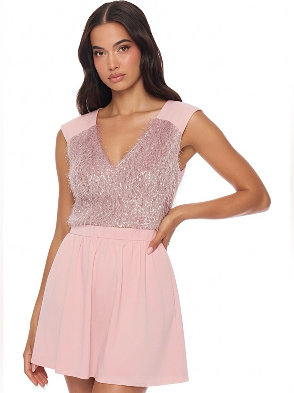 JUST DROPPED #75 Pretty In Pink Fringe Bodice Fit & Flare Skater Dress S M L